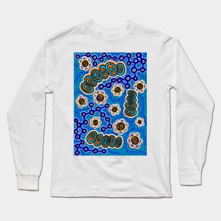 Aboriginal Art - Yugarabul Gathering By The River Long Sleeve T-Shirt